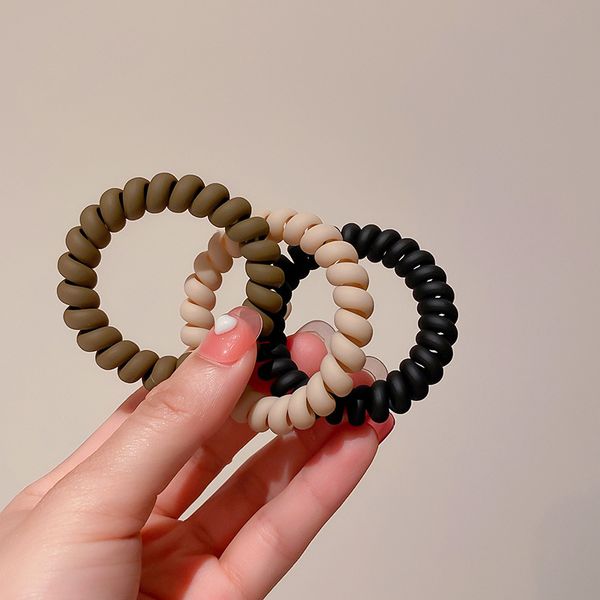 

basic hair bands telephone line hair ring elastic hair bands for women hair accessories milk tea color hair ties ponytail, Pink