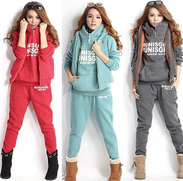 

winter sports suit women sweatshirtswaistcoatpants tracksuit hoodie set ornate1805571, Gray