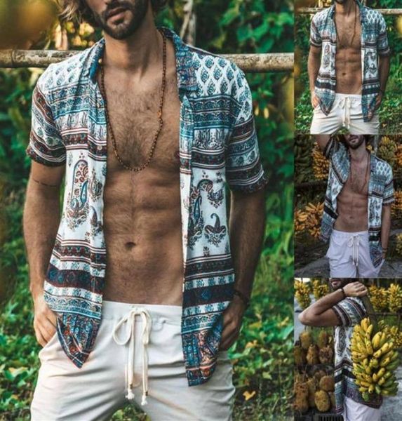 

men039s casual shirts mens multi color lump chest pocket short sleeve round hem loose hawaiian printed buttons blouse chemi8929842, White;black