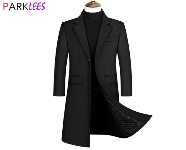 

2020 new extra long wool trench coat male winter brand mens cashmere coat slim fit woolen peacoat windbreaker manteau homme 4xl5074268, Black