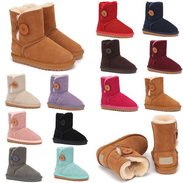 

kids australian classic button girls boots toddler children shoes designer youth furry sneakers baby kid winter snow boot uggly chestnut red, Black;red