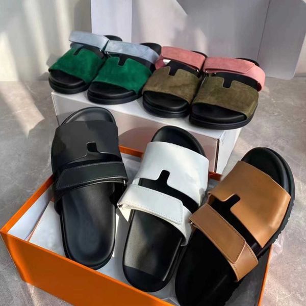 

summer chypre slippers mens sandals black sandals classic beach flat flip leather slippers casual suede luxury brand flat shoes size 35-46 w