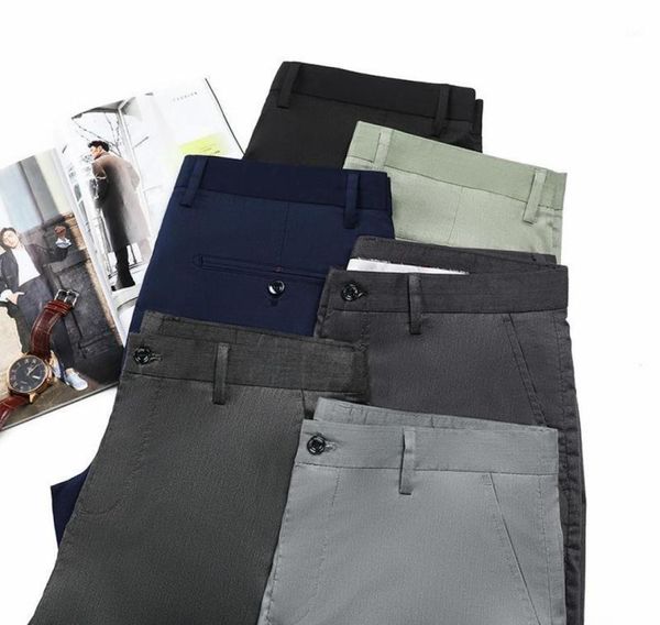 

men039s pants 2021 thin casual modal lyocell fabric straight dress suit trousers male business brand classic clothing 40 428822770, Black