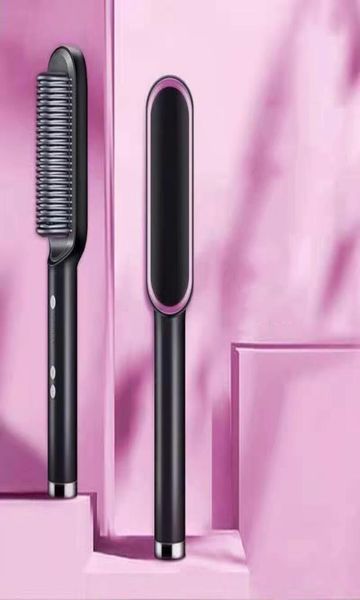 

ph680 temperture control hair straightener antiscalding 2 in 1 curling straight dual purpose comb negative ion lazy straighteners8406192, Black