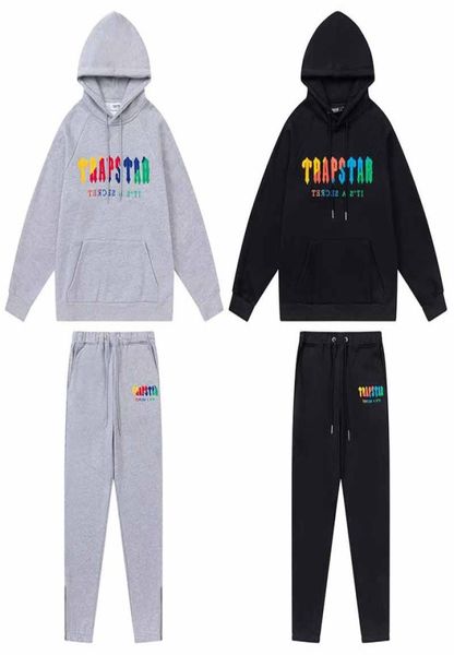 

hoodie full tracksuit rainbow towel embroidery decoding hooded sportswear suit zip2363939, Gray