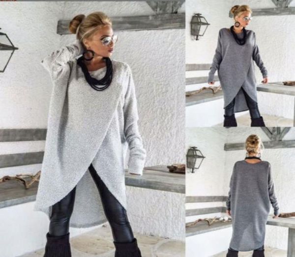 

womens long sleeve sweater blouse ladies sweatshirt dress jumper pullover size sxxl1253086, Black;gray