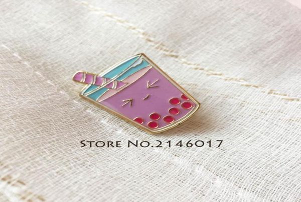 

50pcs custom pin brooch strawberry bubble tea badge cute kawaii food drink pink boba milk tea cutea soft enamel lapel pin1742580404, Gray