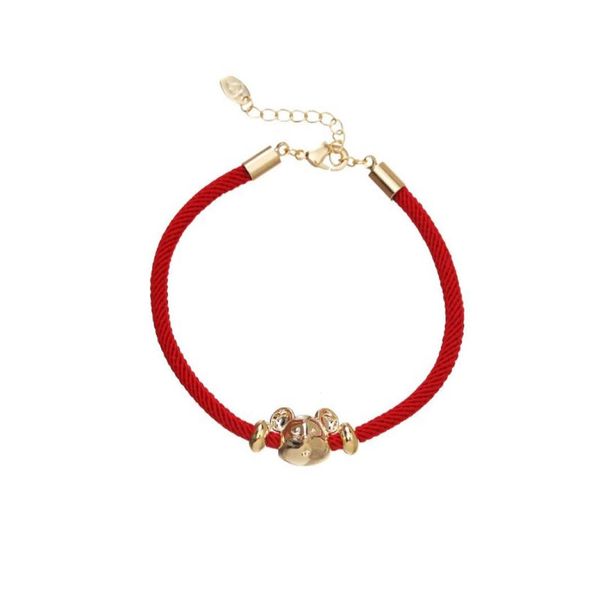 

chinese style niche design zodiac rat red rope bracelet temperament female simple personality trend bracelet street gift jewelry b6284057, Golden;silver