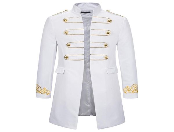 

white stand collar embroidery blazer men military dress tuxedo suit jacket nightclub stage cosplay masculino 2109049850135, White;black