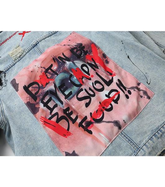 

graffiti appliques hip hop jeans jacket autumn turndown collar washing material denim jackets for men casual jackets3977155, Black;brown