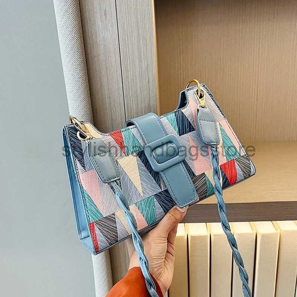 

2023 new popular contrast color women's autumn leisure texture with western design one shoulder small square bagstylishhandbagsstore