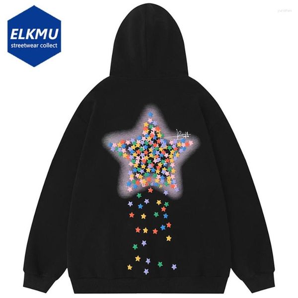 

men's hoodies star printed hoodie for men loose hooded zip-up sweatshirt black beige 2023 man haruku oversized hip hop streetwear y2k
