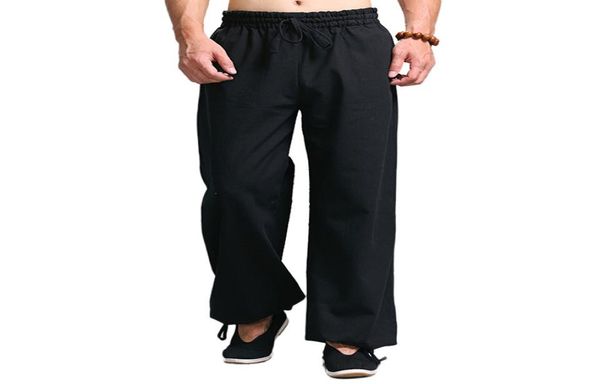 

casual harem pants men jogger pants chinese traditional harajuku kung fu tang suit tai chi uniform cotton linen trousers t2007049333032, Black
