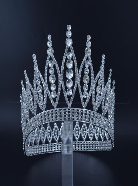 

crowns tiaras miss pageant queen hair crown auatrian rhinestone crystal hair accessories fashion ornament full round for lady head9725718, White;golden