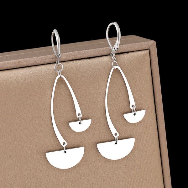 

charm stainless steel earrings 2023 new design geometry pendant stitching fashion hip hop dangle earrings for women jewelry party gift r2308, Golden