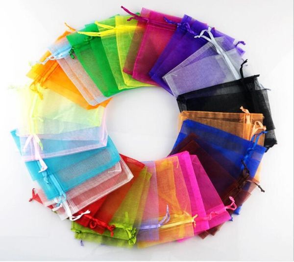 

100pcs jewellery pouches organza wedding gift christmas favor bags 9x12cm8819900, Pink;blue
