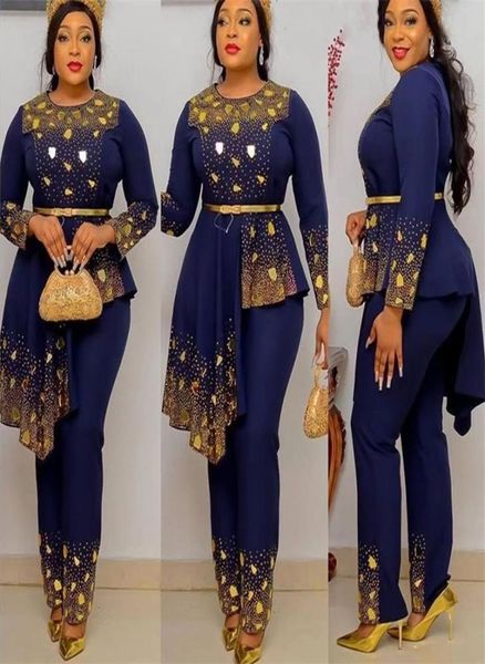 

2 piece set plus size women clothes african dashiki ankara outfits summer fashion sequin pants trousers suits 2207137759729, Black