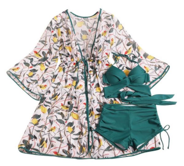 

women fashion onepiece swimsuit print bikini set threepiece swimwear female seaside vocation swimsuits mxl9655299, White;black