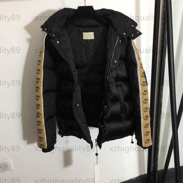 

winter designer down jacket women fashion downs coat warm windbreaker lettering concealed jacquard long sleeve hooded cotton jacket women pu, Black