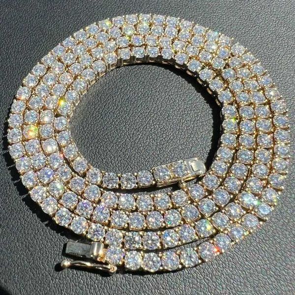 

hiphop tennis necklace 925 sterling silver bling 4mm vvs moissanite tennis chain