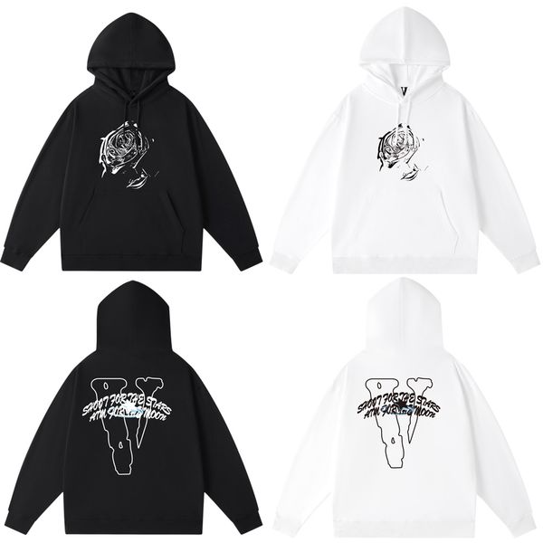 

vlone hoodies female couple loose street sweatshirts hip hop hoodie trend men's cotton casual letter printing v666, Black