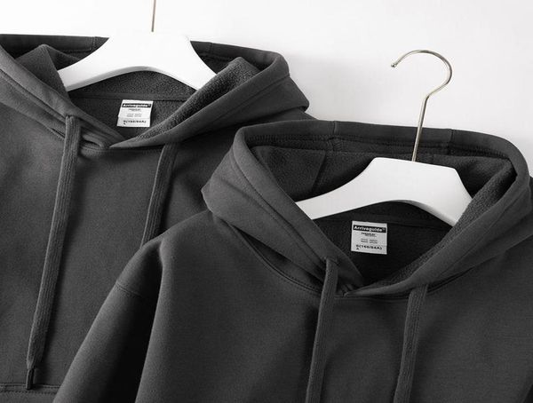 

men039s hoodies sweatshirts solid color oversized 500g heavyweight cotton dark gray allmatch hooded sweater casual sports fo8728549, Black