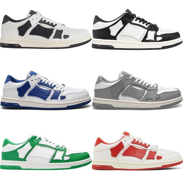 

designer men athletic shoes skelet bones runner women men sports shoes retro sneakers skel low casual shoes genuine leather lace up trainer