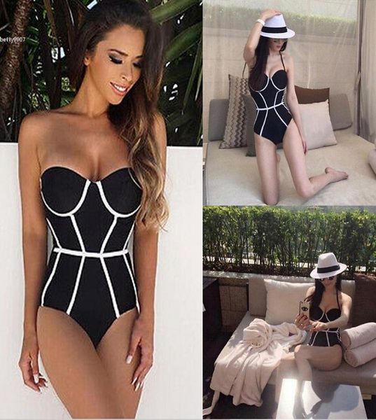

new designer swimsuit for women off the shoulder superstar fashion onepiece bikini push up padded swimwear bath suit4965932, White;black