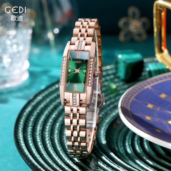 

women fashion luxury watches designer quartz-battery rectangle 18mm stainless steel watch, Slivery;brown