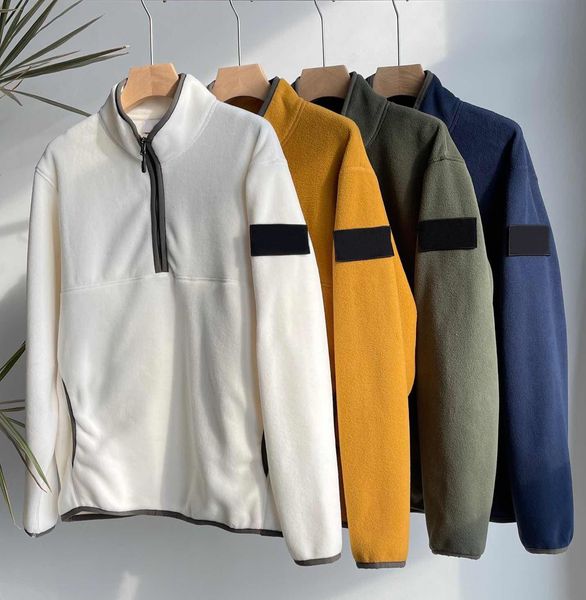 

Mens Sweaters Designer Long Sleeve Jacket Womens Hoodie Autumn and Winter Loose Rock Granular Warm Half Zipper Sweater Fashion Sweatshirt Size M-2XL, Yellow