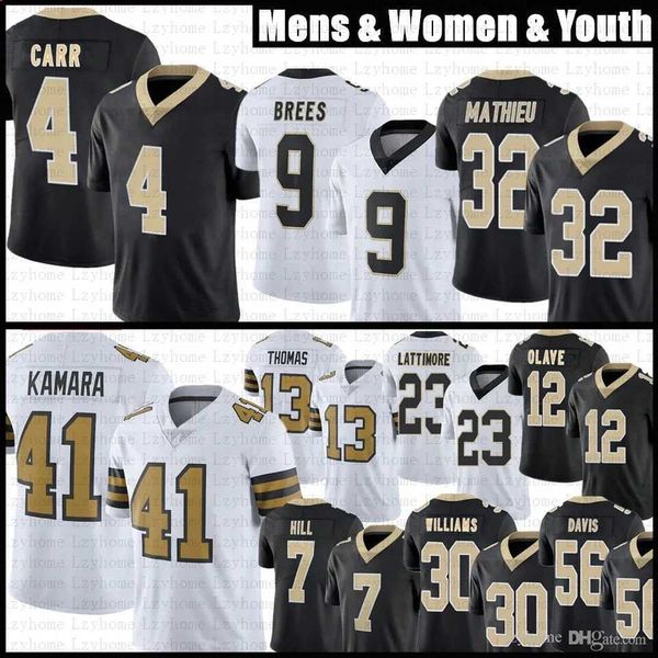 

derek carr 4 jarvis landry chris olave football jersey ameis winston demario davis alvin kamara michael thomas taysom hill marshon lattimore, Black;red