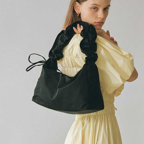 

large capacity bag pleated canvas nylon underarm bag shoulder crossbody bag 0811