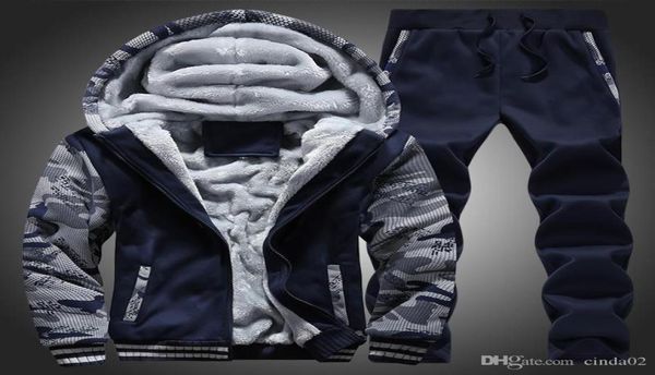 

winter men thick sweat suits fleece warm mens tracksuit set casual jogger suits sports suit cool jacket pants and sweatshirt set8287313, Gray