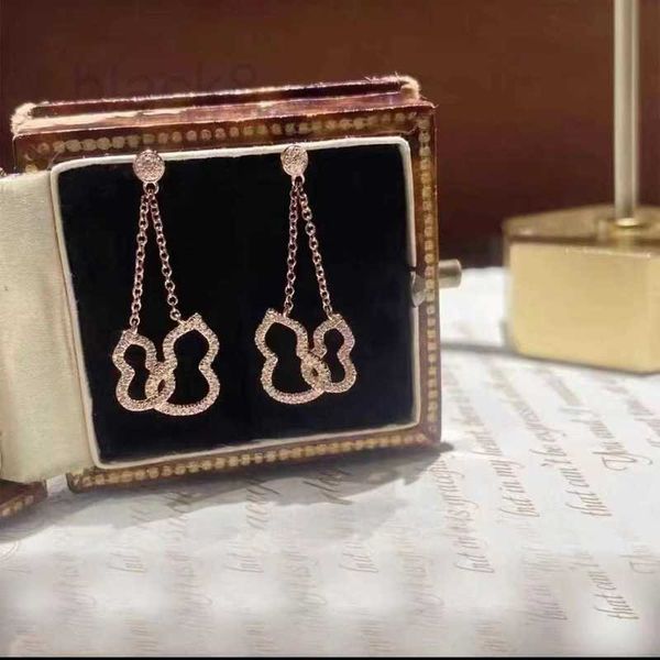 

charm designer end diamond inlaid kylin gourd thickened 18k rose gold plated design, niche versatile earrings and c4iy, Golden