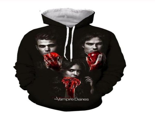 

the vampire diary sweatshirts hooded jackets men women hoodies 3d brand male long sleeve tracksuit casual pullovers plus size rr033613271, Black