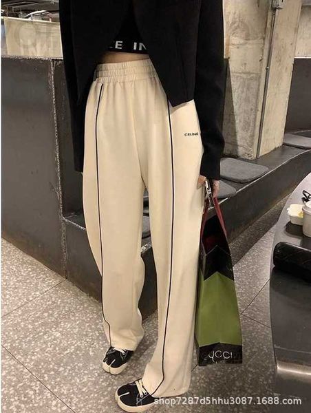 

women's pants & capris designer women's pants & capris designer ce family 23 spring/summer small letter embroidery straight tube c, Black;white
