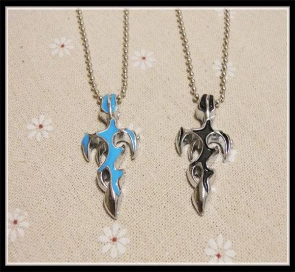 

2016 exquisite flamy necklace titanium steel fire jewerly mens tribal dragon tattoo blade flame sword dagger pendant 20pcs t10066007989, Silver