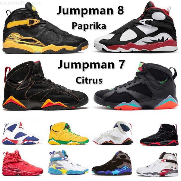 

jumpman 7 8 men basketball shoes 7s citrus bordeaux z mist patent leather flint 8s aqua paprika taxi south beach raid three peat mens traine, Black
