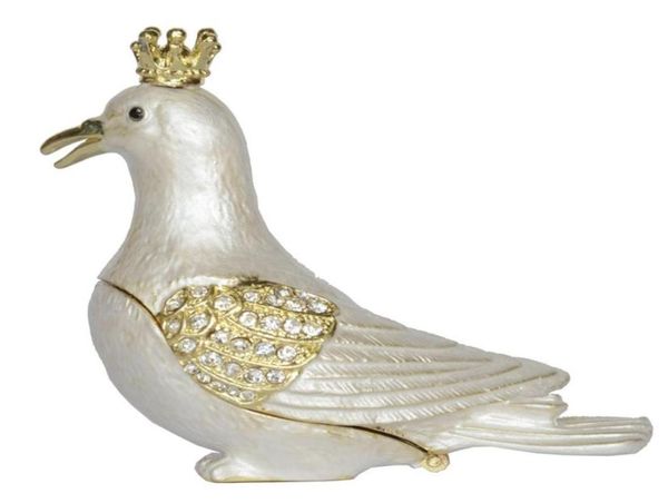 

white pigeon trinket storage box jewelry container ring box dove bird figurine gift figurine ring container creative gift30133261254, Black;white
