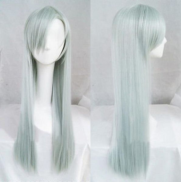

the seven deadly sins elizabeth liones 80cm long gray cyan cosplay hair wig s0244650227, Black;brown