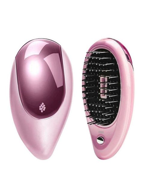 

1 piece portable electric ionic hairbrush takeout ion hair styling straightening comb brush massage detangling antistatic comb9648256, Silver