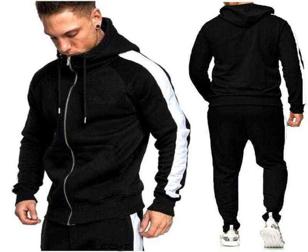

custom 2 piece men zip hoodiesjoggers pants tracksuit set running jogging sports wear hooded sweatsuit winter exercise set g12154548236, Gray
