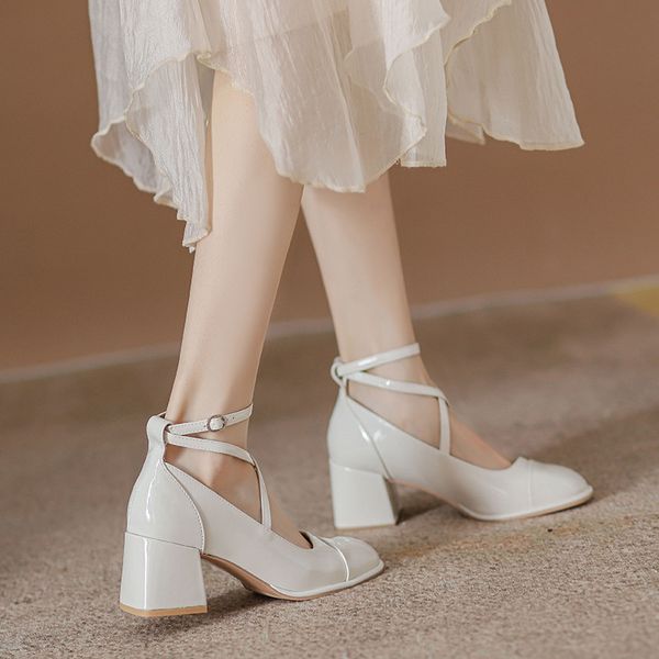 

designer high heel designers antiskid big bottoms heels thick heel dress shoes styles womens 6 cm bright leather casual comfortable women&#0, Black