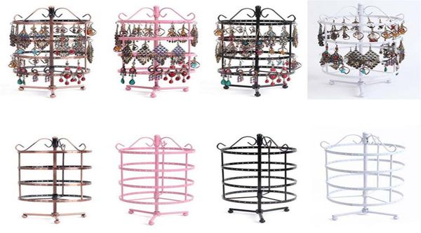 

144 holes multifunctional earrings stud necklace jewelry display rack storage stand metal rotating display stand holder 4 colors7694309, Black