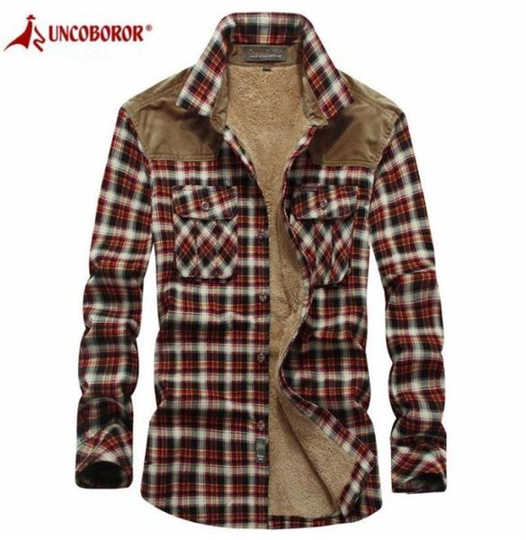 

winter warm shirts men military plaid thicken fleece wool coat 100 cotton long sleeve flannel shirts chemise homme c3163134, White;black