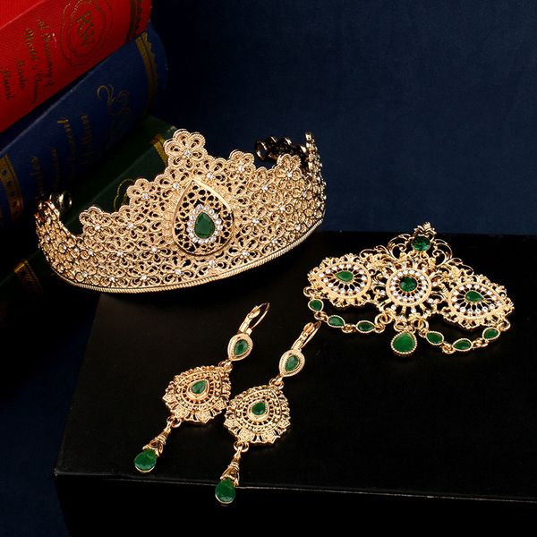 

wedding hair jewelry traditional moroccan tiaras crown in gold plating water drop accessories for bridal ethnic couronne de mariage 230804, Slivery;golden