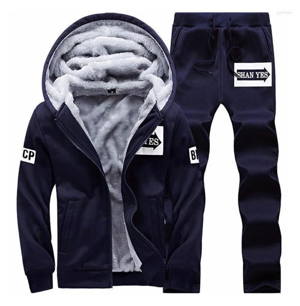 

men039s tracksuits men winter warm two piece fashion sets mens outfit thicken tracksuit hooded jaket and pant set hoodie clothe9521064, Gray