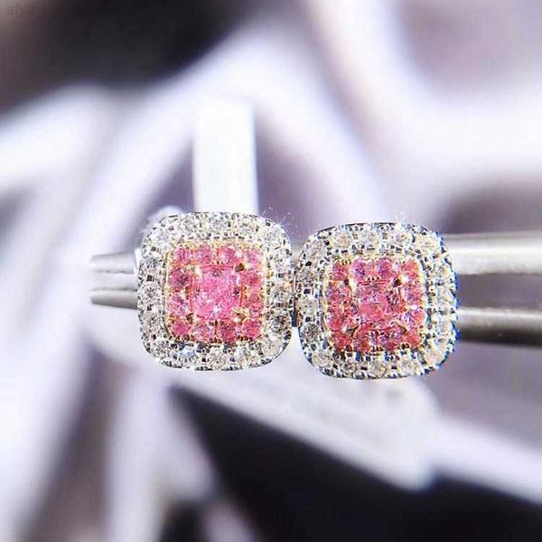 

agl certificate elegant 18k solid gold natural pink diamond stud, Golden