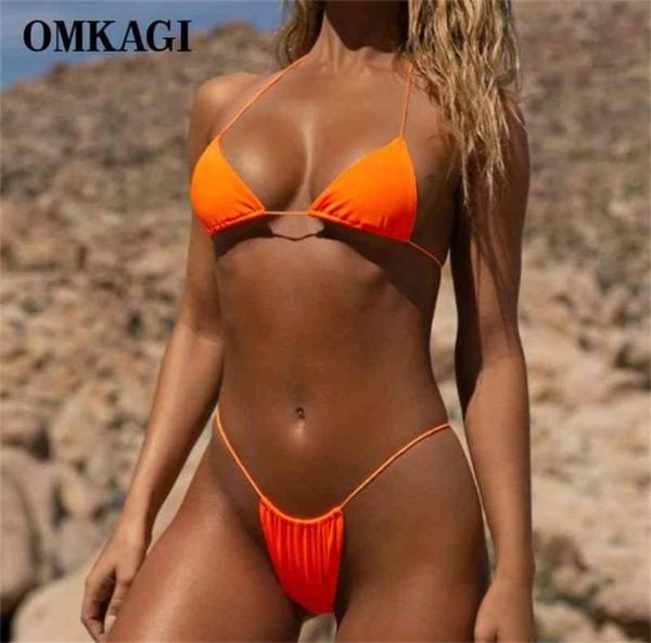 

omkagi brazilian bikini micro bikini set push up swimming swimsuit neon womens bathing suits solid swimwear women 2103244502433, White;black