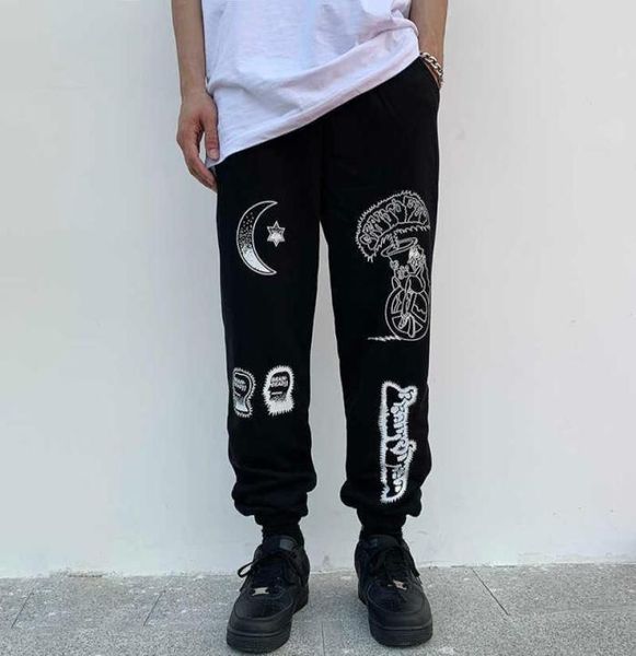 

men039s pants pants brain dead gustavo sweatpants men women hip hop cotton season 6 hair coil pants graffiti print trousers t225160138, Black